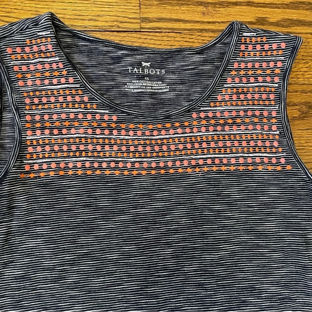 **4/$12** Talbots Sleeveless Striped Top Tank Style - Black and White Size XS - Picture 2 of 5